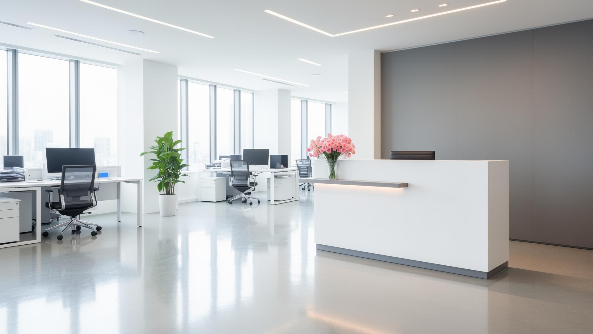 Spotless commercial office interior after professional cleaning by Well Swept